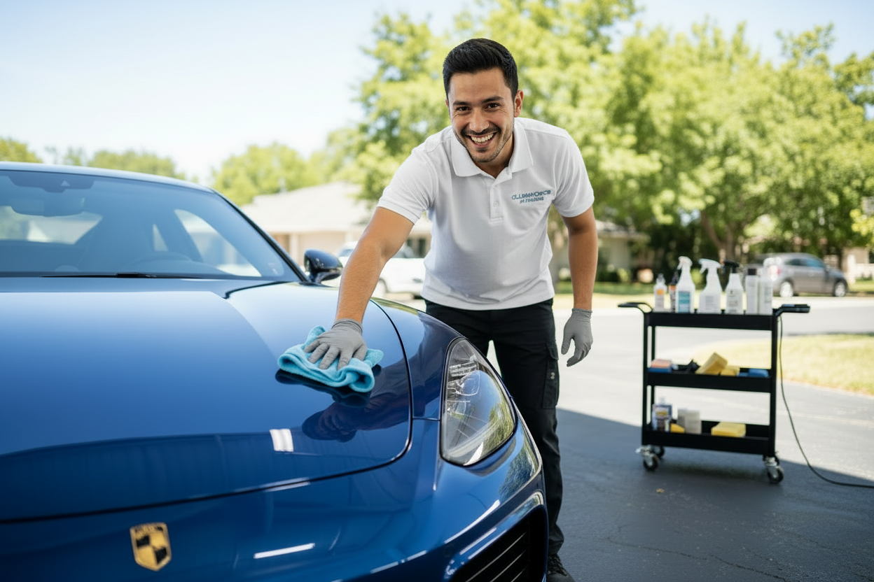 make the car blue and the guys shirt white